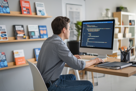 adulte-dos-ordinateur-code-html-bureau